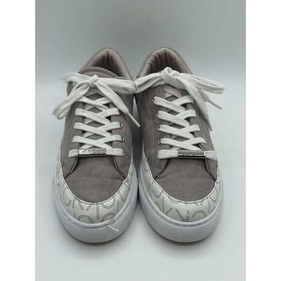 Calvin Klein Womens Low-Top Sneakers Gray & White Casual Shoes Size 8.5 - Picture 2 of 8